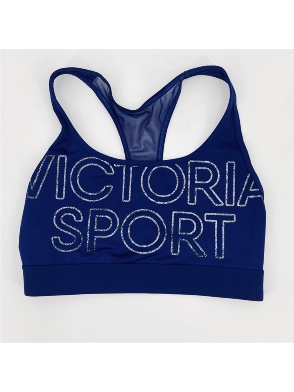 Victoria’s Secret VICTORIA SPORT Blue Silver Glitter Racerback Sports Bra